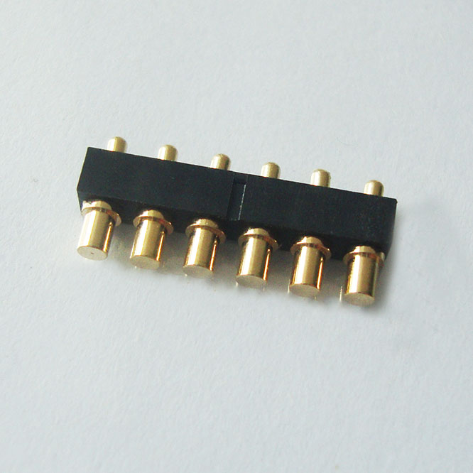 CMPGP661009 pogo pin 2.54 mm pitch 6 pin height gold plated through hole type