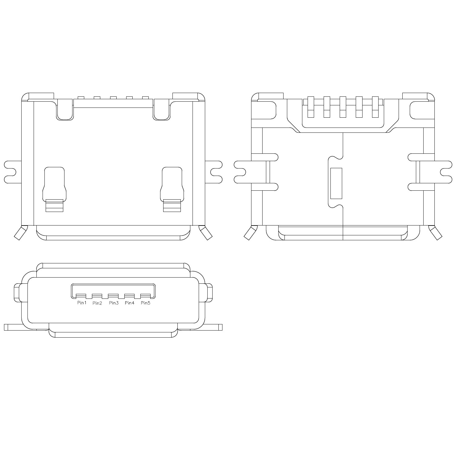 CMMCF661017 micro USB AB type receptacle  normal type right angle replace to Hirose ZX62-AB-5PA