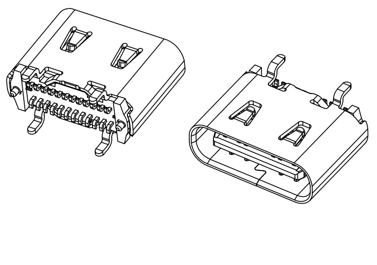 CMUCF661016B 24pin usb type c vertical with spring on shell