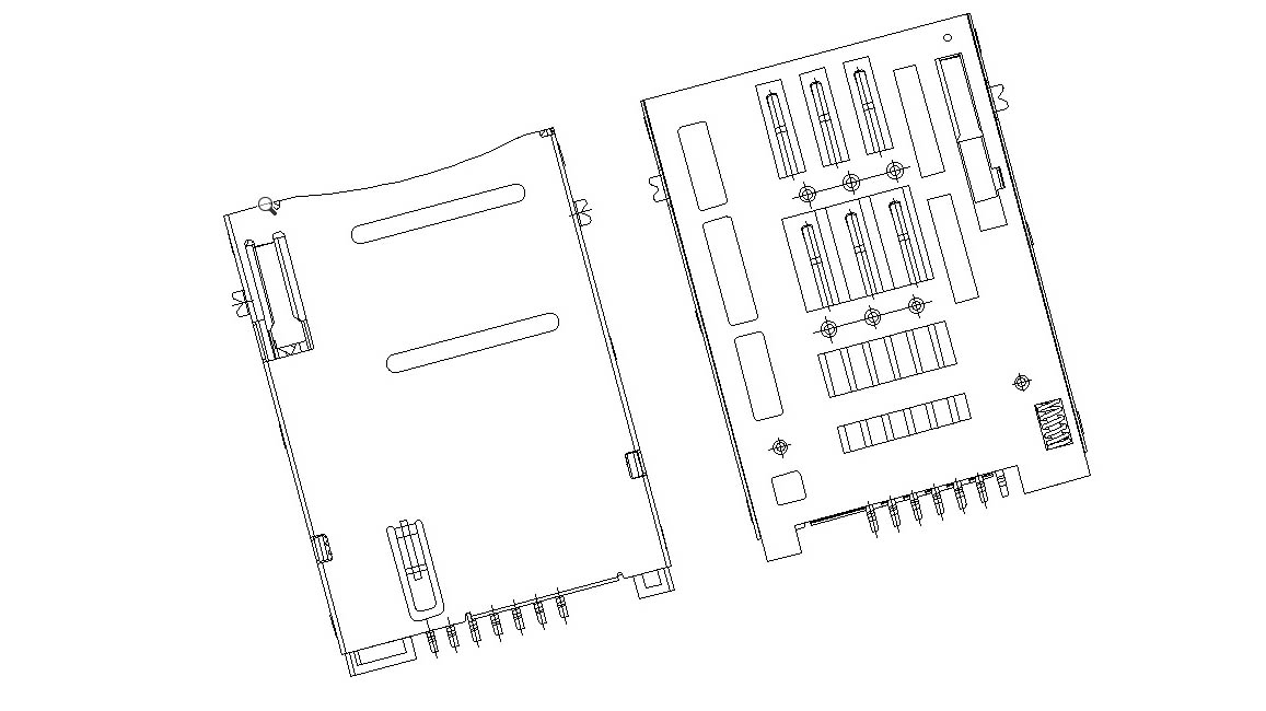 CMSIM661010 mini sim 2FF-sim push push type 6pin  and 1 detect pin connector , with two housing position post